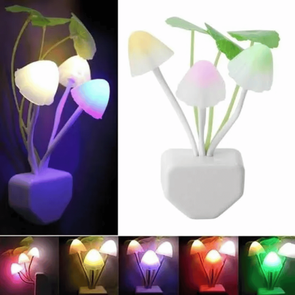 7 Color New Intelligent Sensor Changing Night Light with Flower Mushroom Lamp