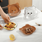 8 Plates With Stand Bear Design Durable Quality Stylish (Random Color)