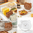 8 Plates With Stand Bear Design Durable Quality Stylish (Random Color)
