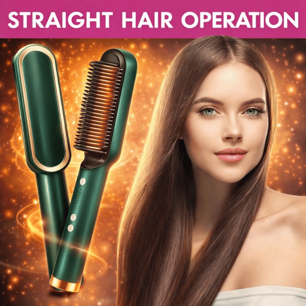 909 Electric 2‑in‑1 Hair Straightening Brush Heating Styling Comb