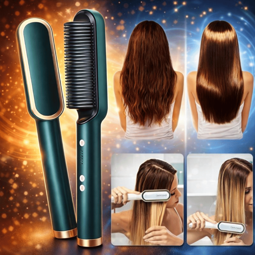 909 Electric 2‑in‑1 Hair Straightening Brush Heating Styling Comb