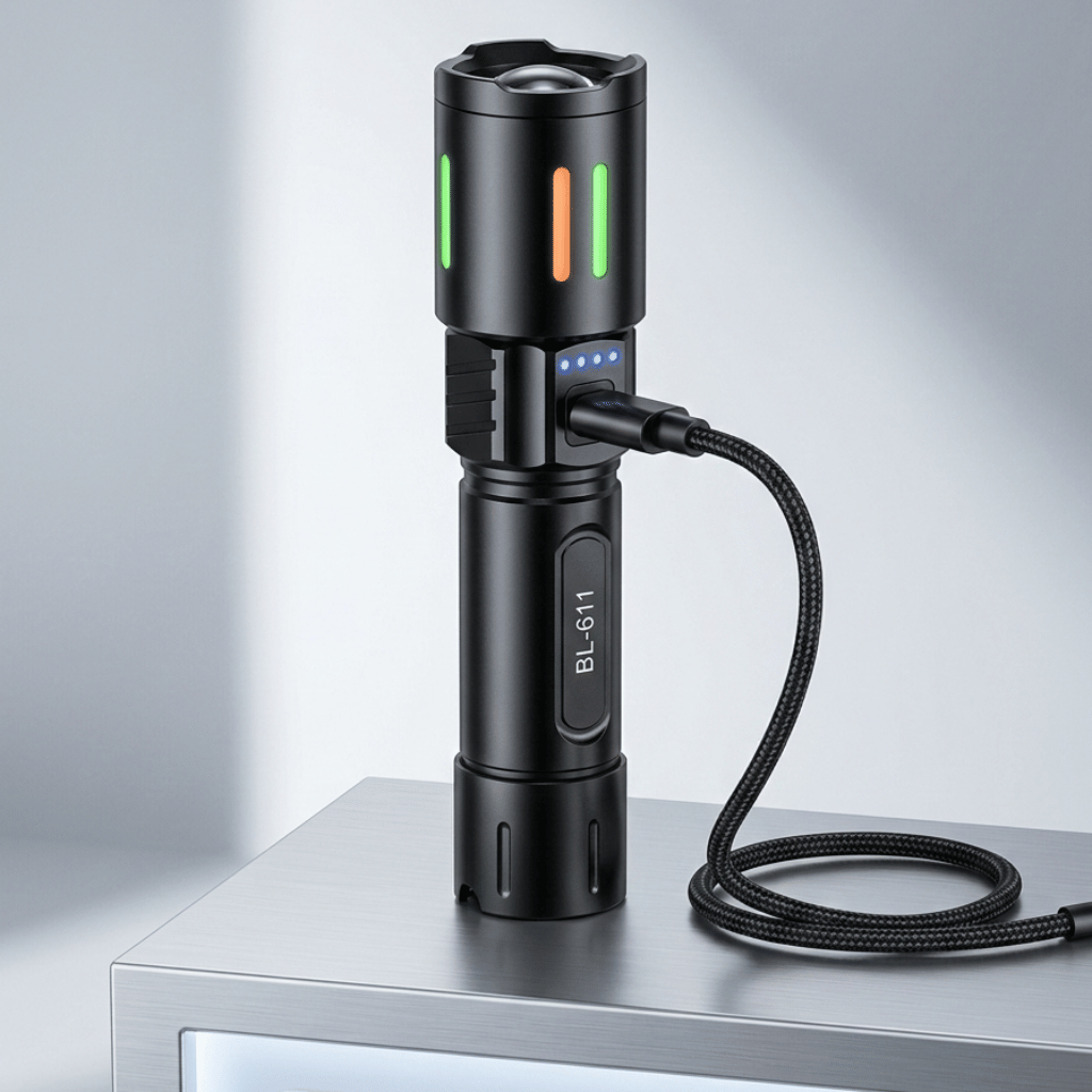 BL-611 USB Rechargeable LED Flashlight 2000M Long Range High Power Torch