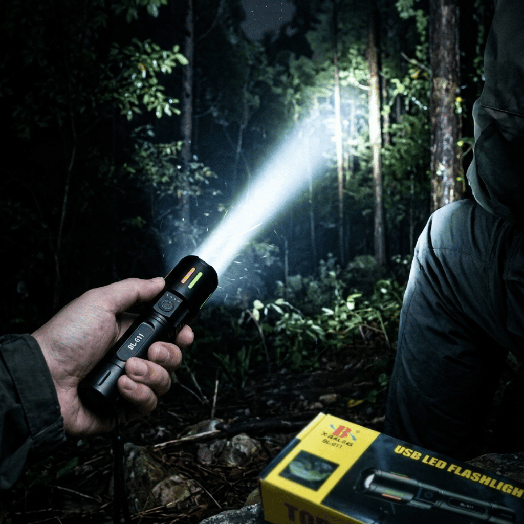 BL-611 USB Rechargeable LED Flashlight 2000M Long Range High Power Torch