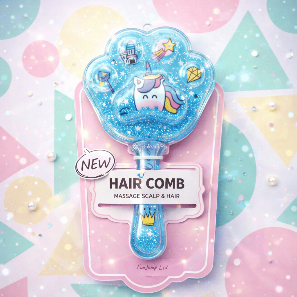 Baby Hair Brush - Cute Star Unicorn Hair Brush - Glitter Massage