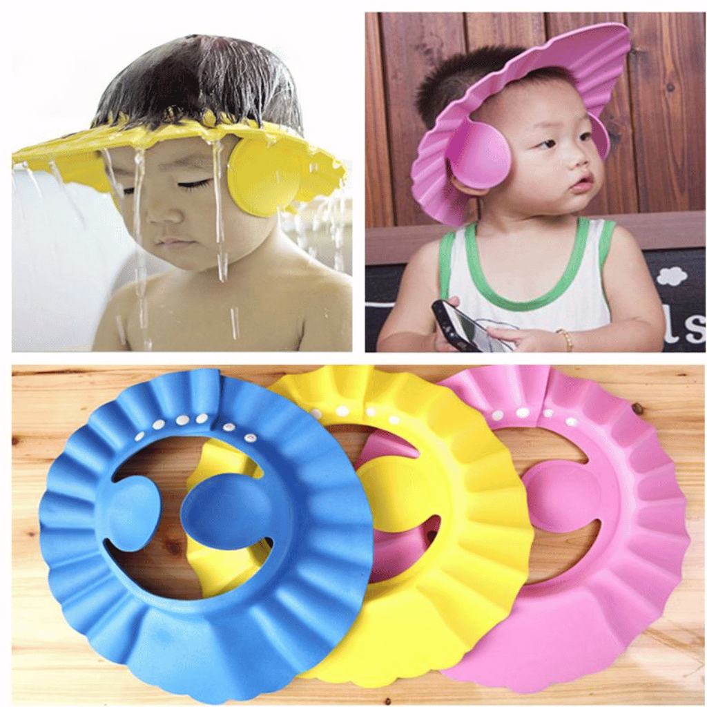 Baby Shower Cap With Ear Protector (Random Color)