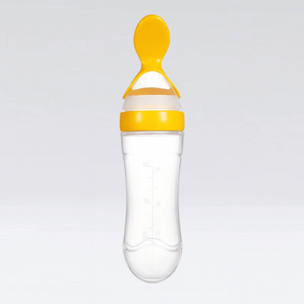 Baby Silicone Squeeze Feeding Bottle With Spoon