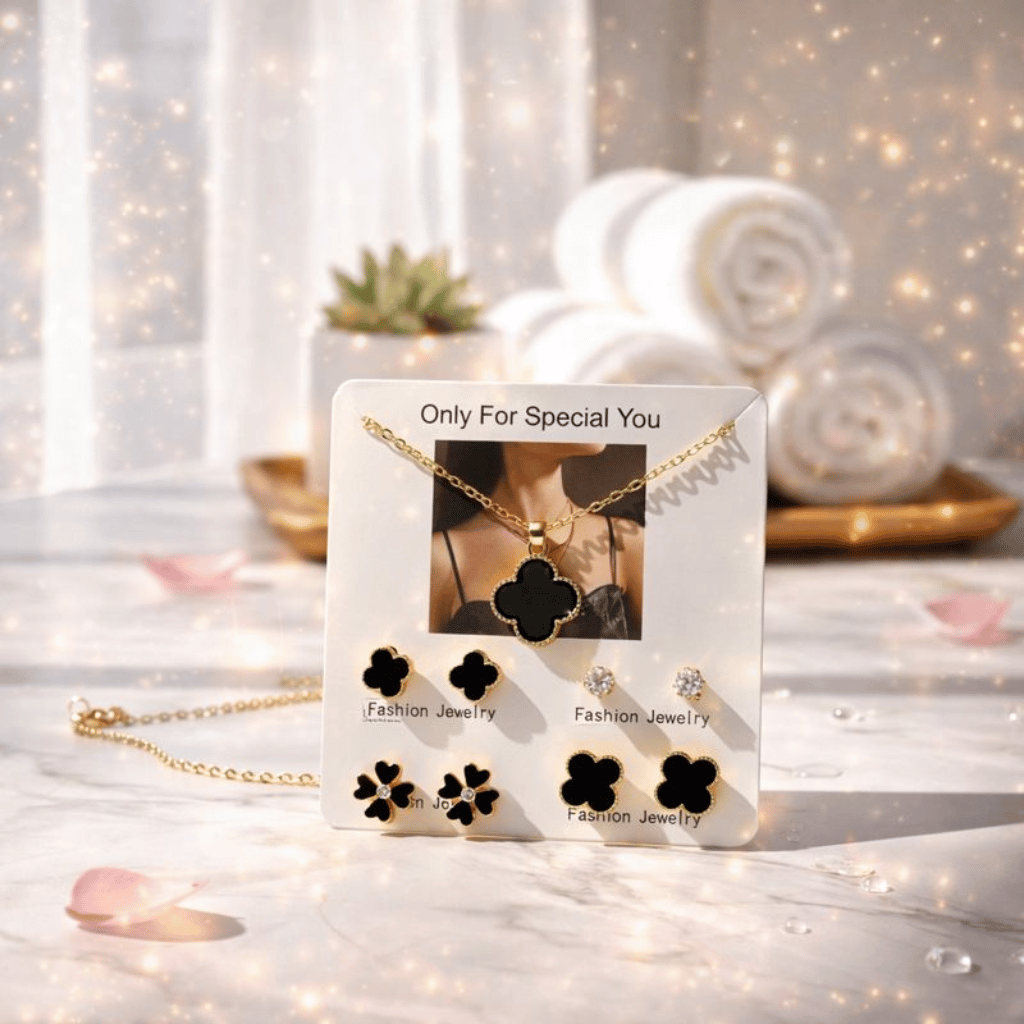 Beautiful 4 Pairs Of Earrings & Necklace Elegant Design Stylish Look Comfortable