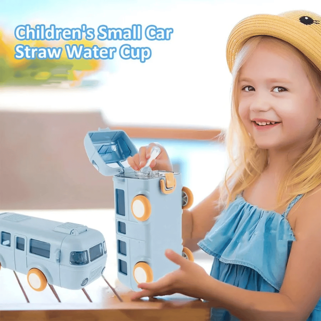 Bus Shape School Water Bottle | 500ml |With Cute & Leak-Proof | Random Color