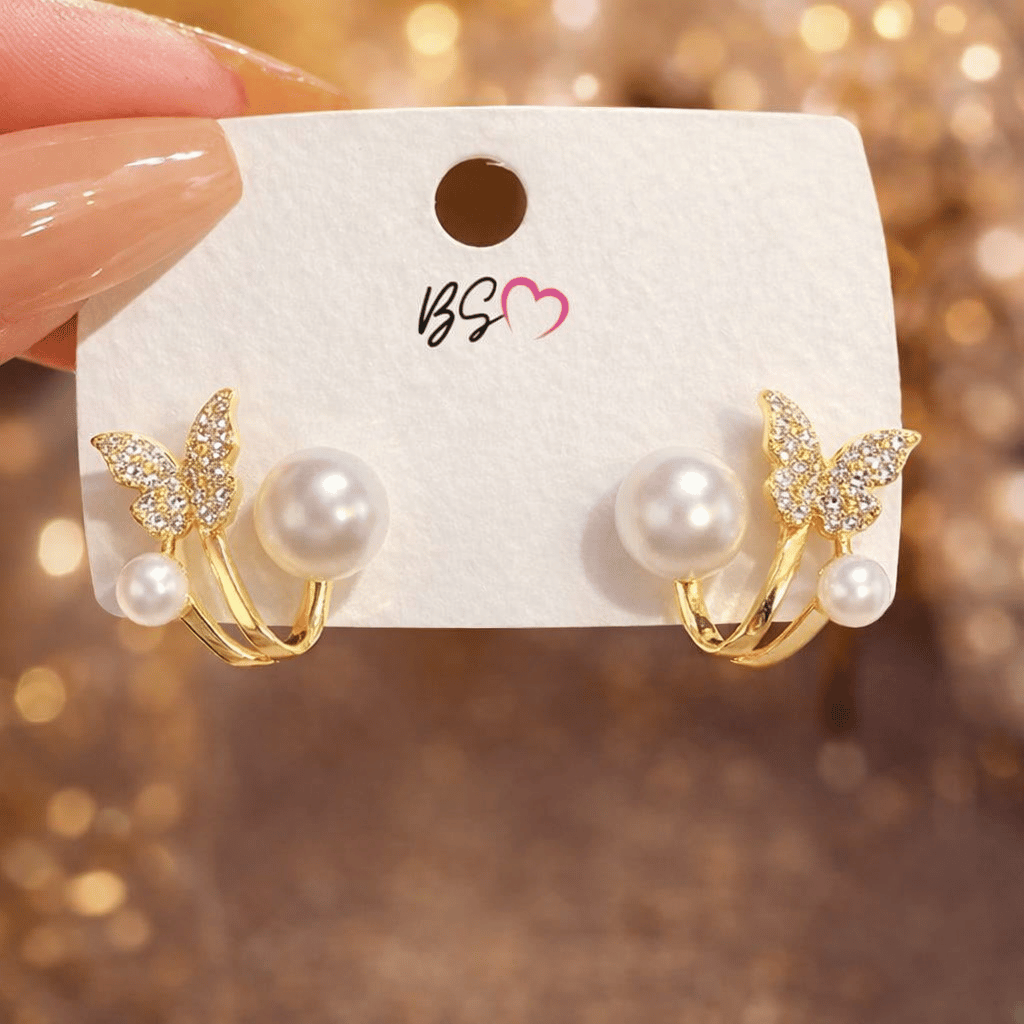 Butterfly Pearl Korean Earrings