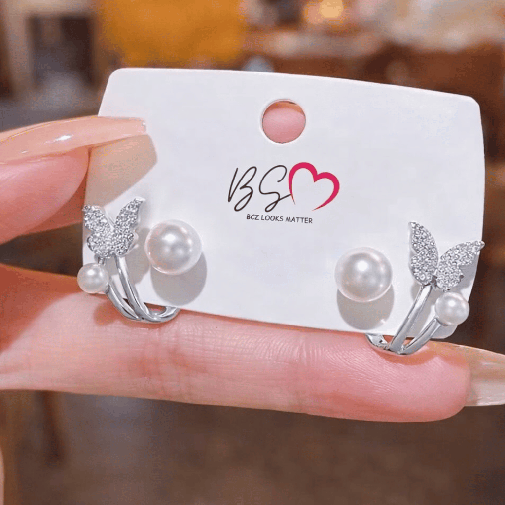 Butterfly Pearl Korean Earrings