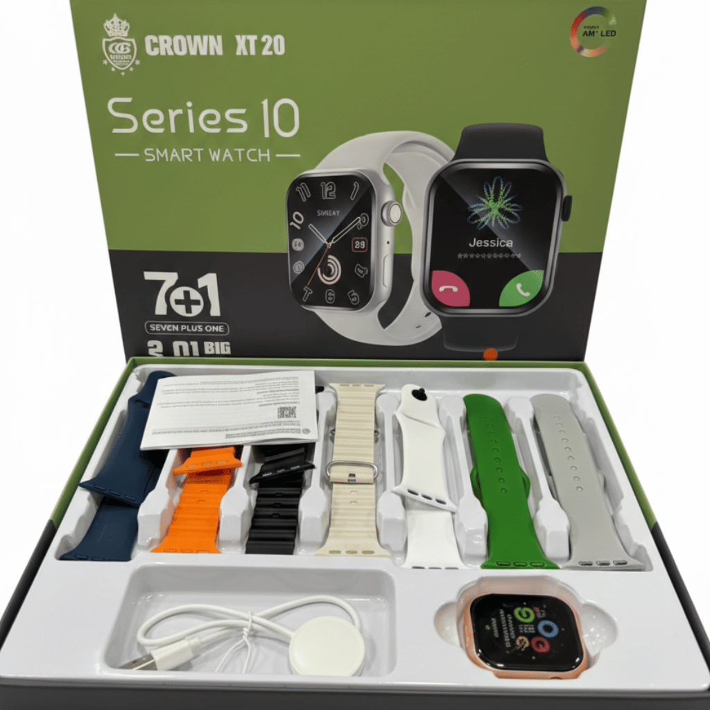 CROWN XT20 Series I0 Smart Watch 7+1 Combo – 2.01” Big Display