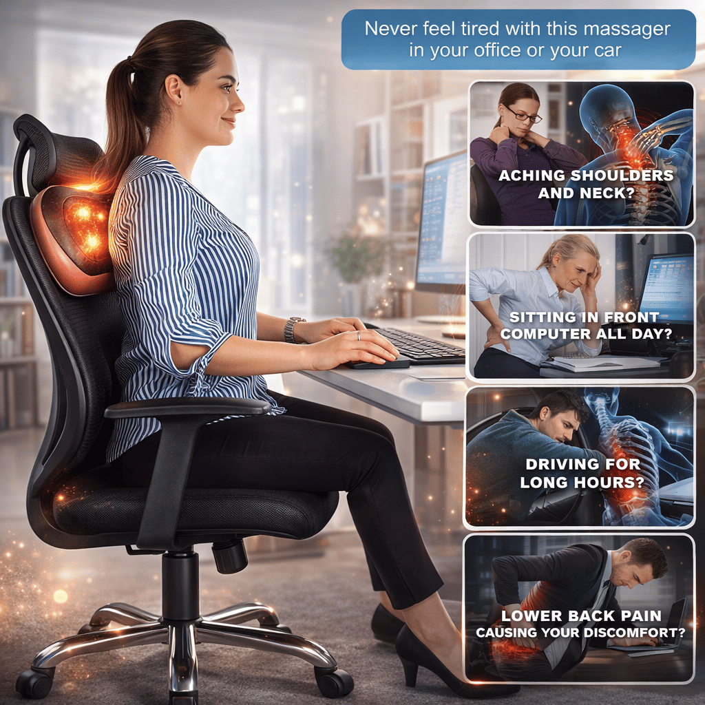 Car Head Massage Pillow Relax Vibrator Electric Shoulder Back Heating Neck Massager