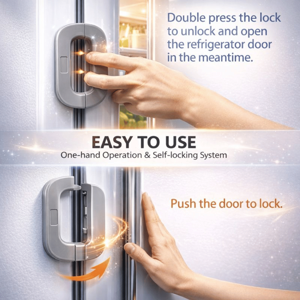 Child Safety Fridge Lock – Self Adhesive Baby Proof Lock