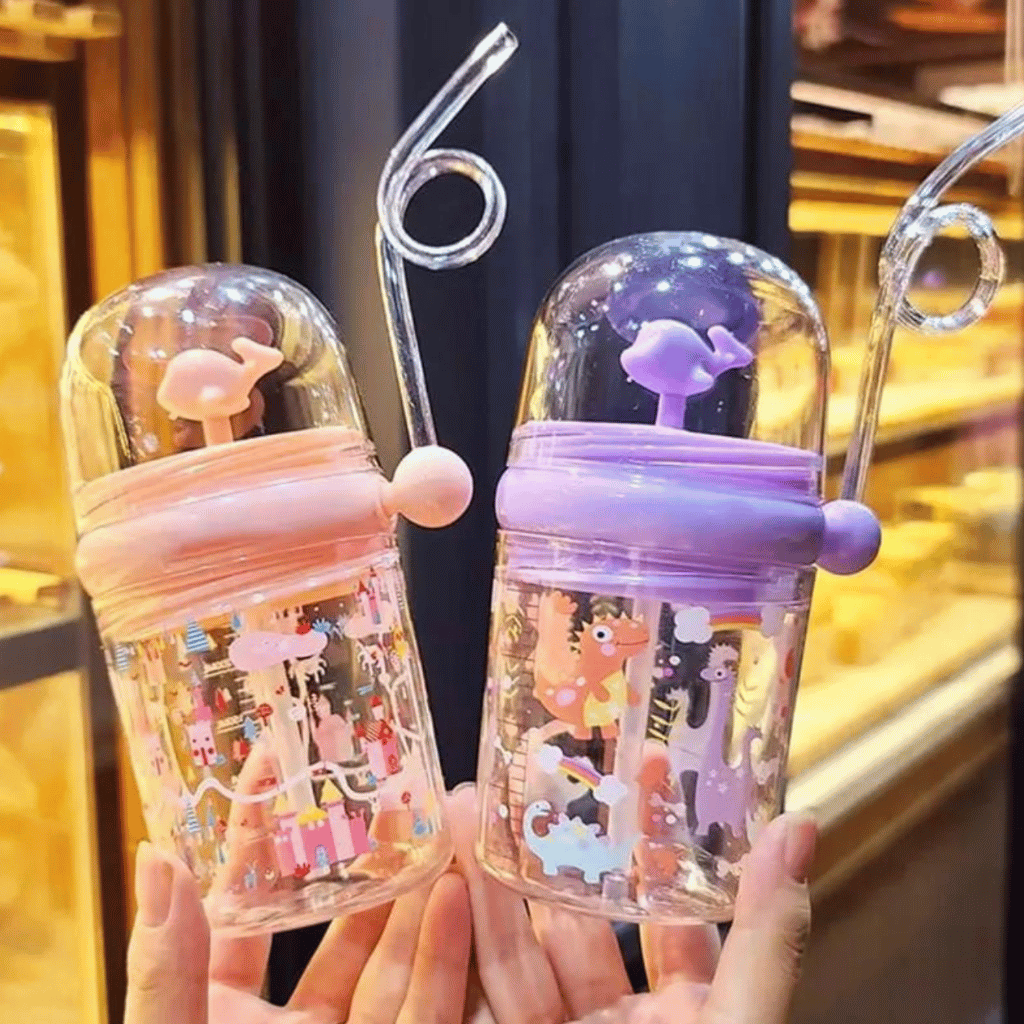 Children Whale Spray Cup Sippy Bottle Cartoon Baby with Sippy Kettle Outdoor Portable Children's Cup (Random Color)
