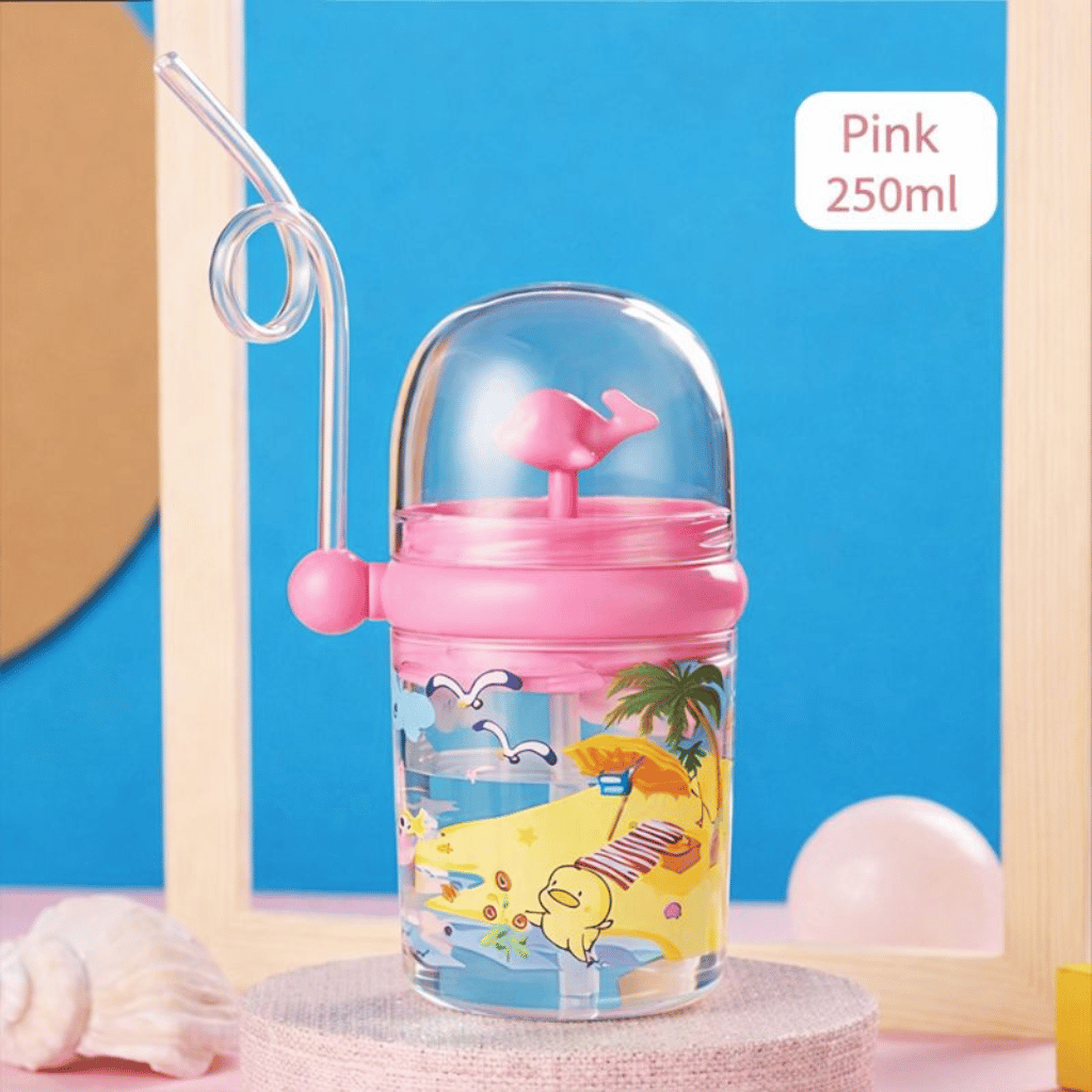 Children Whale Spray Cup Sippy Bottle Cartoon Baby with Sippy Kettle Outdoor Portable Children's Cup (Random Color)