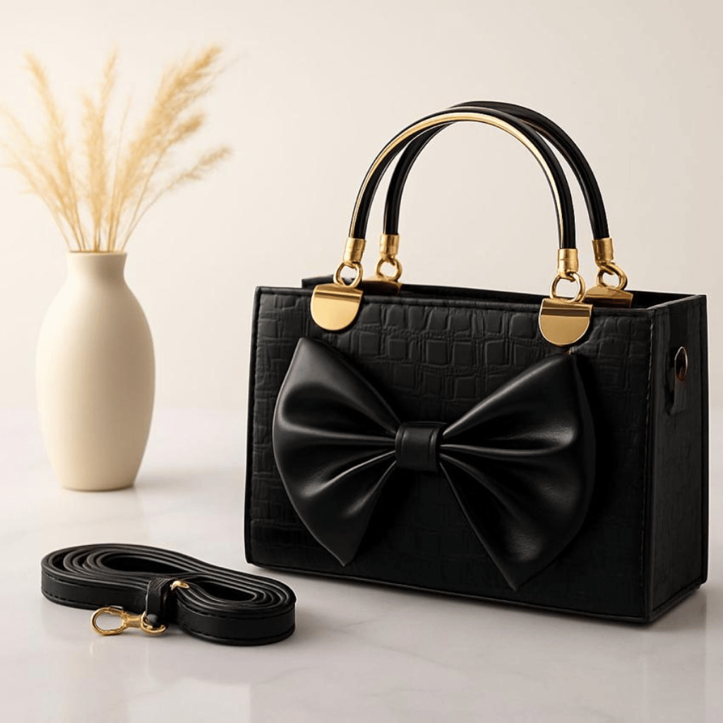 Crocodile Bow Handbag Elegant Stylish And Durable Design For Fashionable