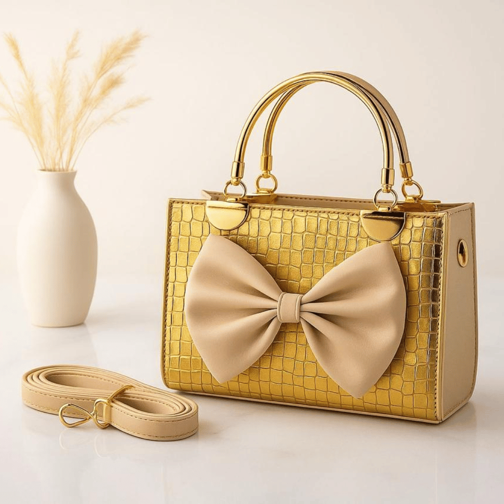 Crocodile Bow Handbag Elegant Stylish And Durable Design For Fashionable