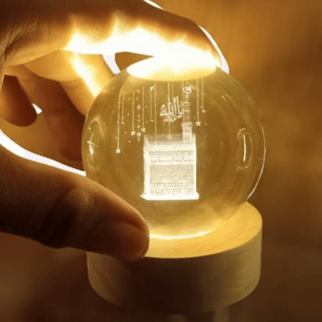 Crystal Ball 3D Khana Kaba Shape Night Lamp