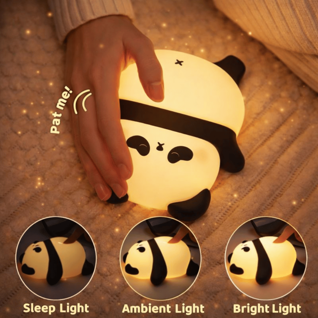 Cute Panda Soft Silicone LED Animal Bedside Lamp Tap Control & USB Rechargeable | Panda Night Light for Kids