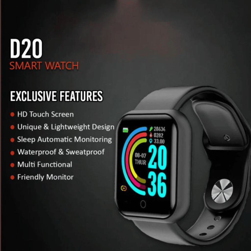 D20 Ultra Smart Watch Heart Rate Blood Pressure Oxygen Reloj Intelligent Smart Bracelet (Random Color)