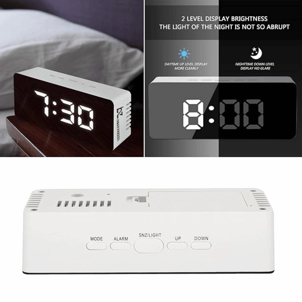 Digital LED Mirror Alarm Clock Modern Display (Random Color)