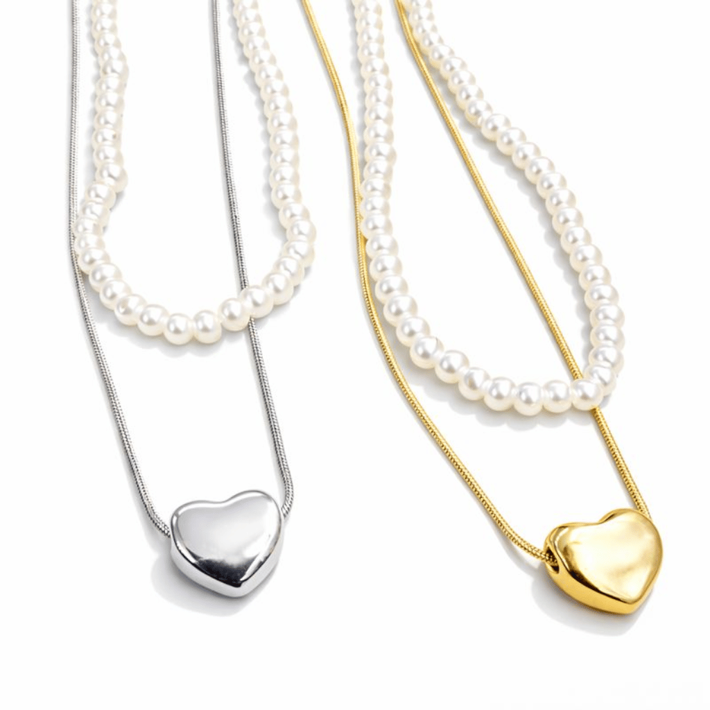 Double Layer Heart pearl Pendent / Necklace Party Jewelry Gifts