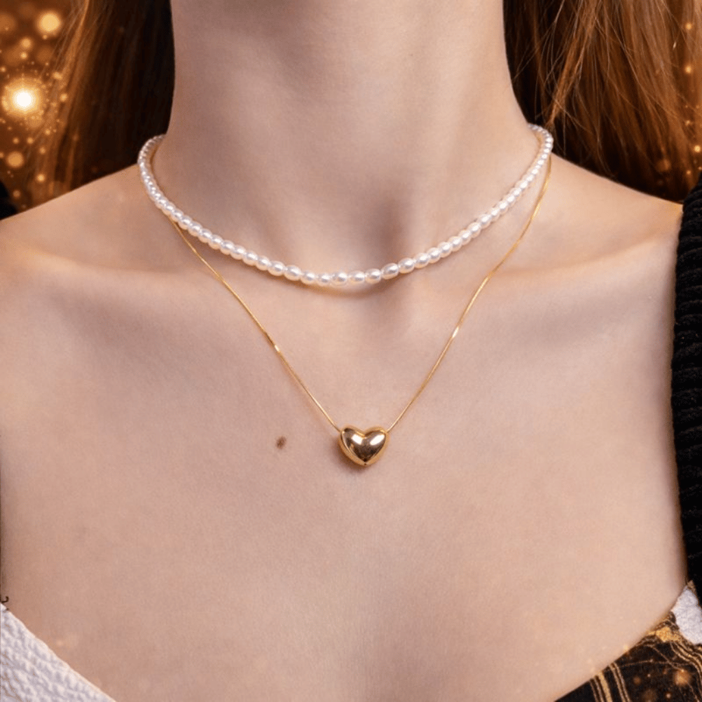 Double Layer Heart pearl Pendent / Necklace Party Jewelry Gifts