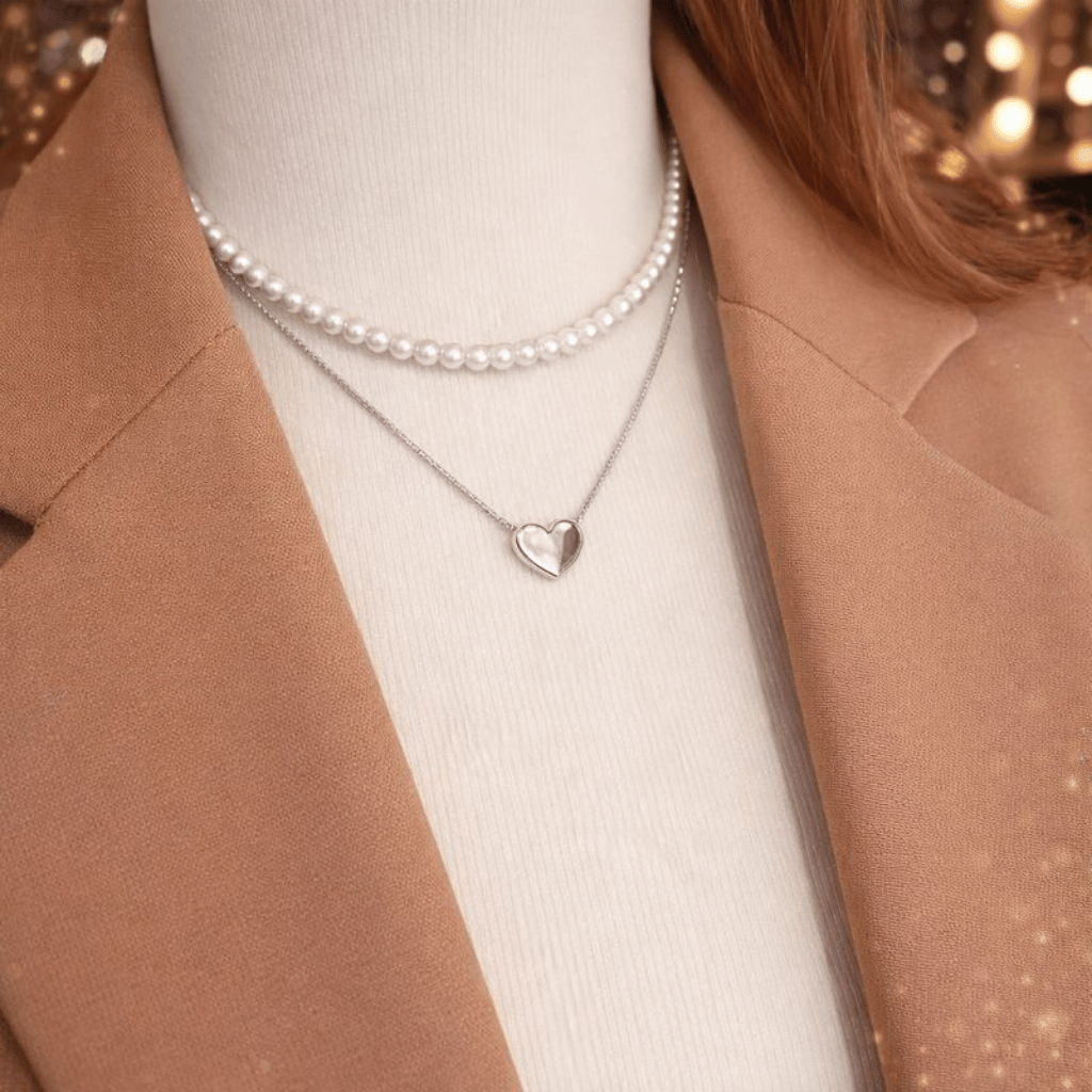 Double Layer Heart pearl Pendent / Necklace Party Jewelry Gifts