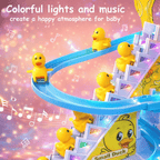 Duck Slide Toy Set, Funny Automatic Stair-Climbing Ducklings Cartoon Race Set