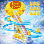 Duck Slide Toy Set, Funny Automatic Stair-Climbing Ducklings Cartoon Race Set