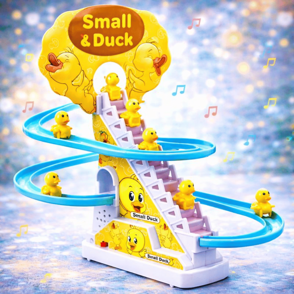 Duck Slide Toy Set, Funny Automatic Stair-Climbing Ducklings Cartoon Race Set