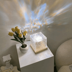 Dynamic Rotating Water Ripple Night Light 12 Colors Flame Crystal Lamp (With Remote Attached USB Cable)