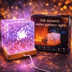 Dynamic Rotating Water Ripple Night Light 12 Colors Flame Crystal Lamp (With Remote Attached USB Cable)