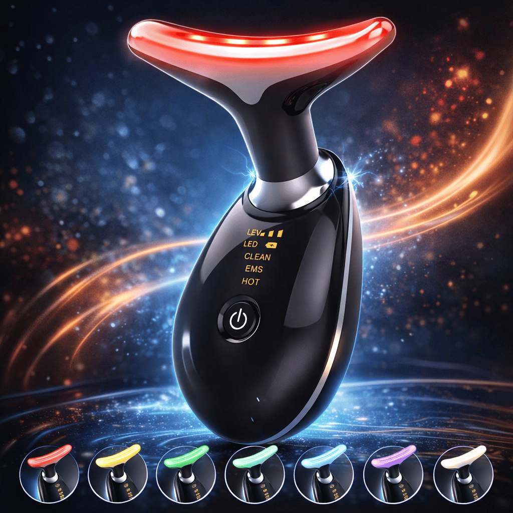 EMS Face Lifting Massager with Red Light Therapy | Facial, Neck & Eye Microcurrent Vibrating Massage Tool (Random Color)