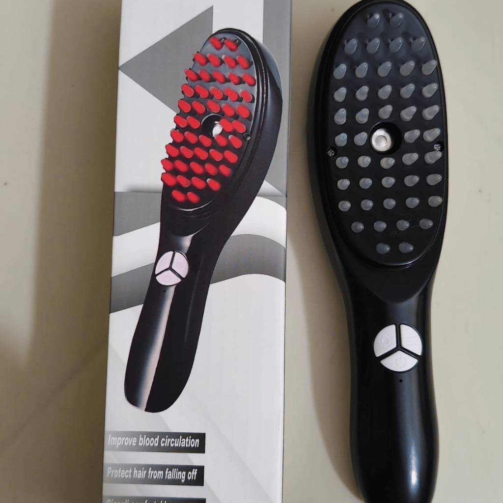 Electric Massage Comb – Blue & Red Light Therapy, Vibration Brush, Spray & Negative Ion Scalp Massager (Rechargeable)