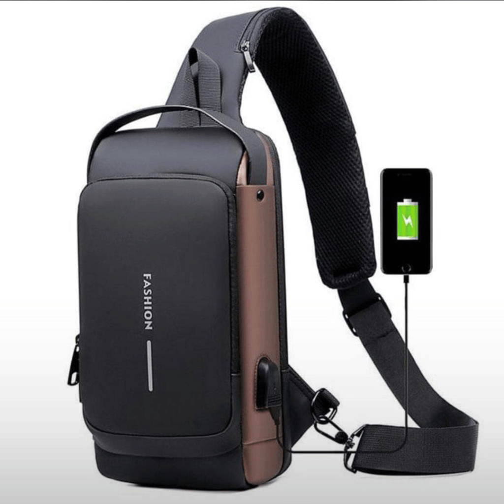 Fashion Sling Bag With Combination Lock, USB Charging Port, Water Proof, Anti Scratch Shoulder Bag, Crossbody Unisex Bag Chest Bag