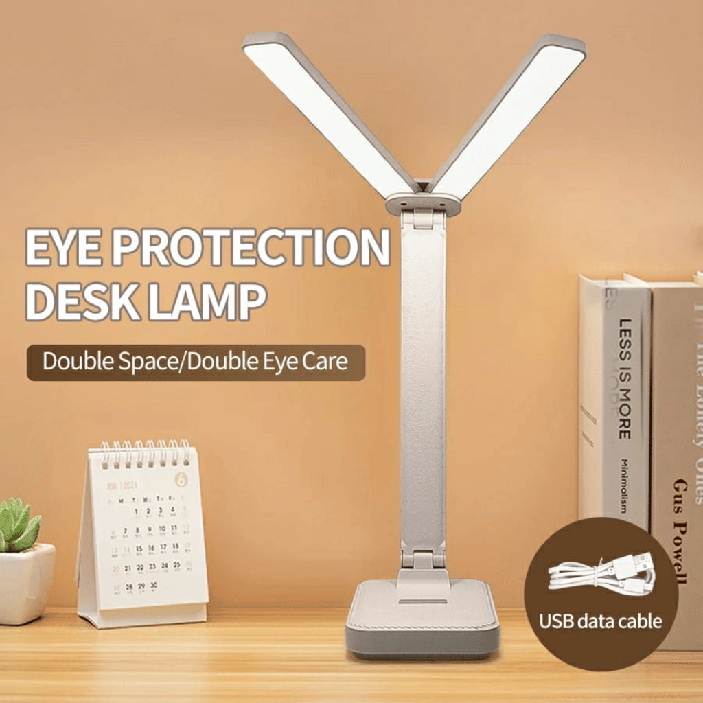 Foldable Double Head Reading LED Desk Lamp USB Rechargeable (Random color)