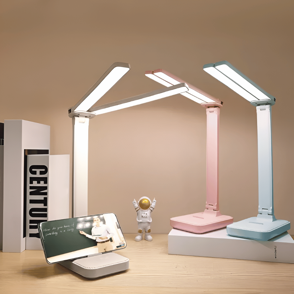 Foldable Double Head Reading LED Desk Lamp USB Rechargeable (Random color)