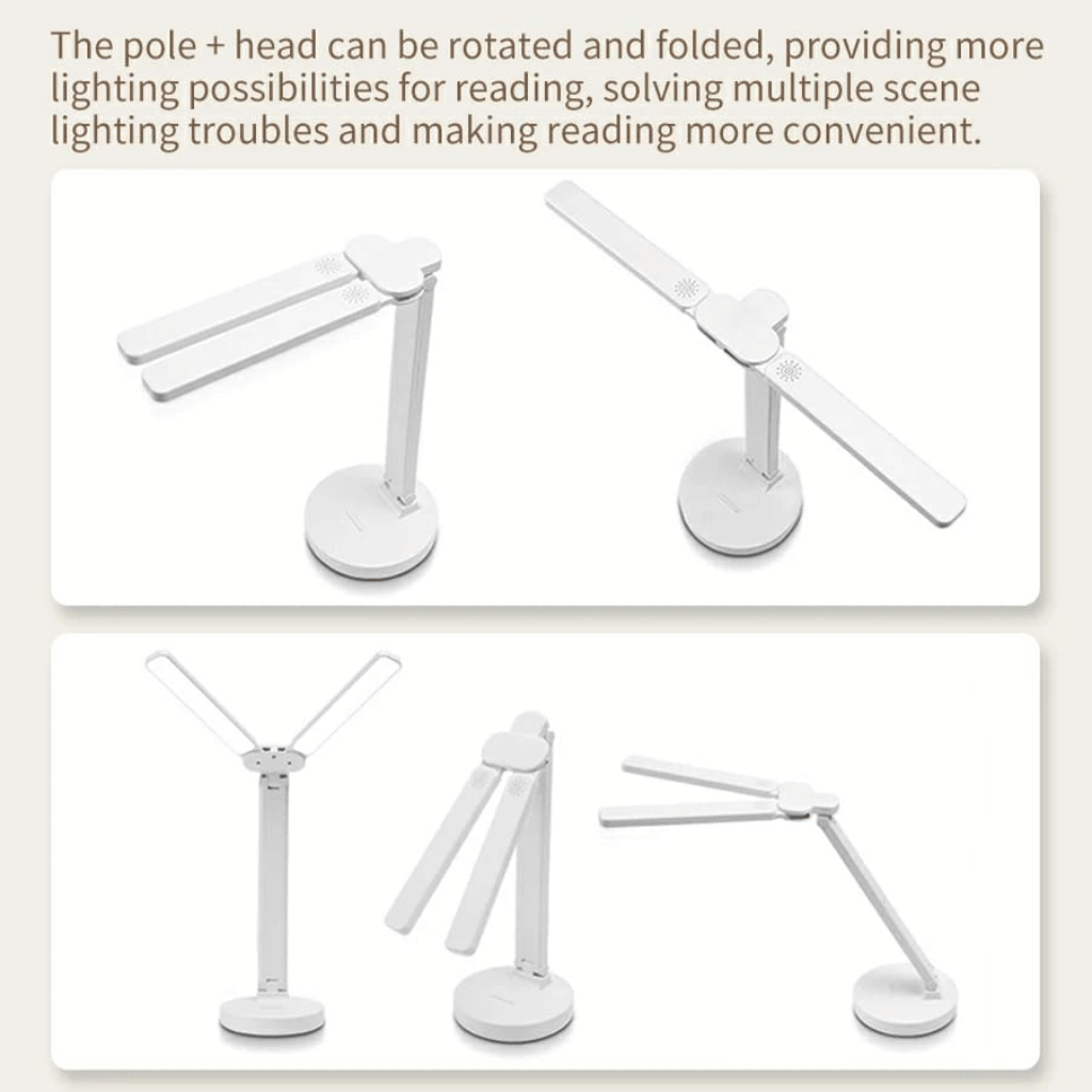 Foldable Double Head Reading LED Desk Lamp USB Rechargeable (Random color)