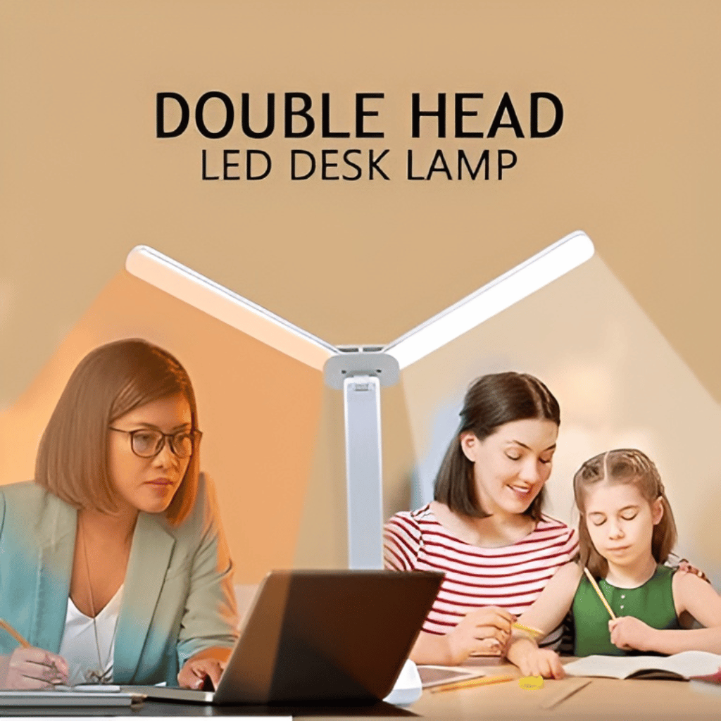 Foldable Double Head Reading LED Desk Lamp USB Rechargeable (Random color)