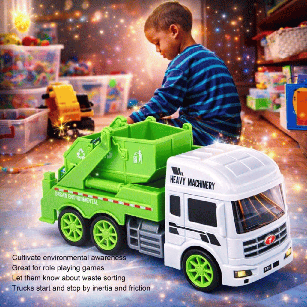 Garbage Truck Toys Inertial Environmental Education Plastic Sanitation Vehicle for Boys