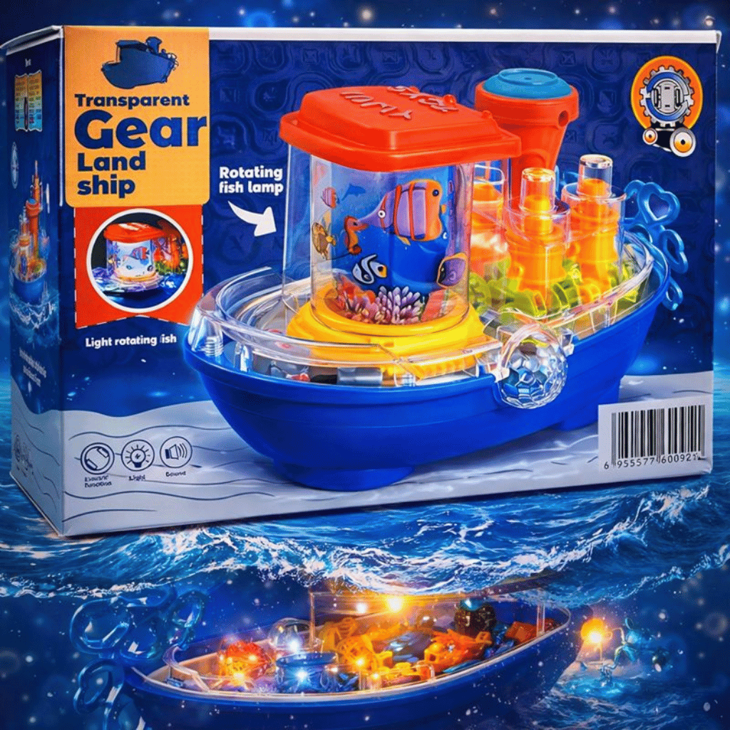 Gear Ship Bump and Go Toy for Kids with 3D Lights, Music & Automatic Action Play