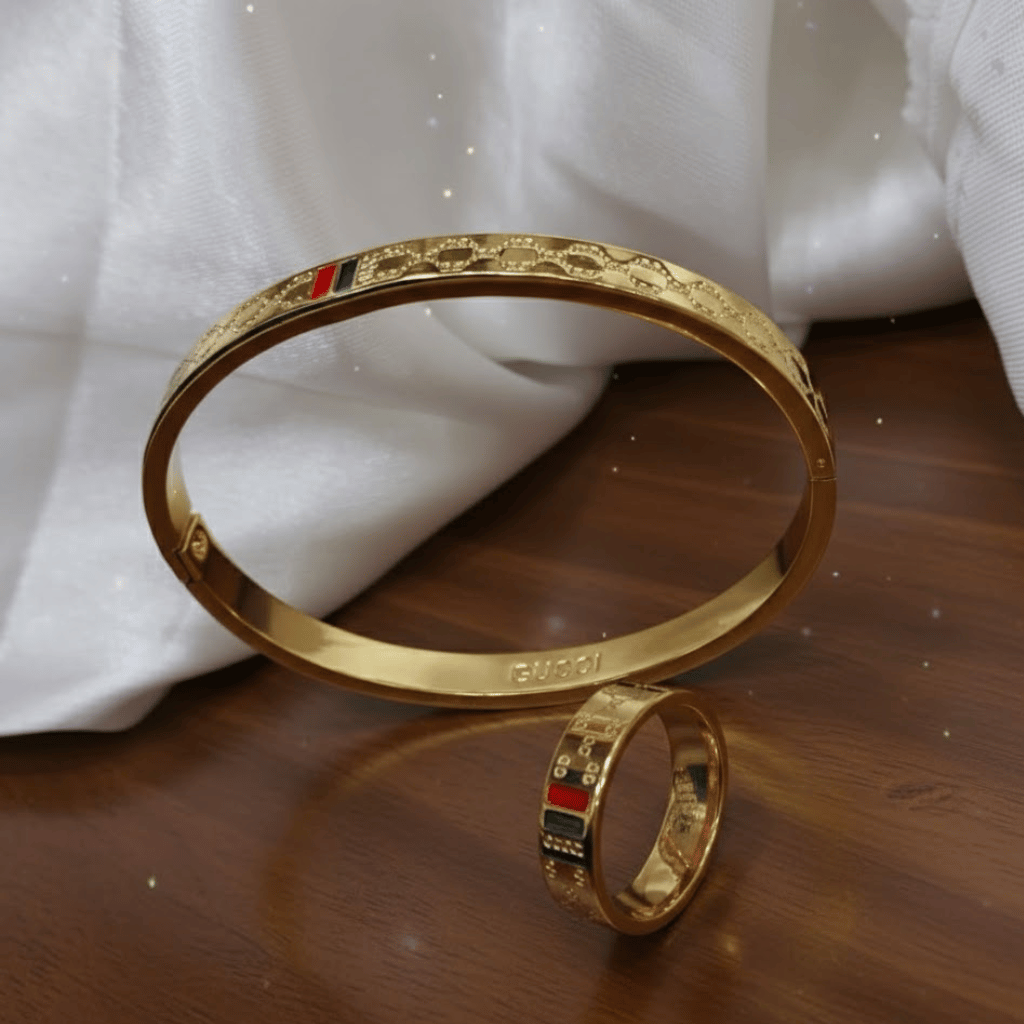 Gold Plated Stainless Steel Bangles And A Matching Ring