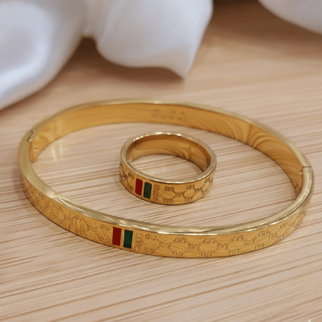 Gold Plated Stainless Steel Bangles And A Matching Ring