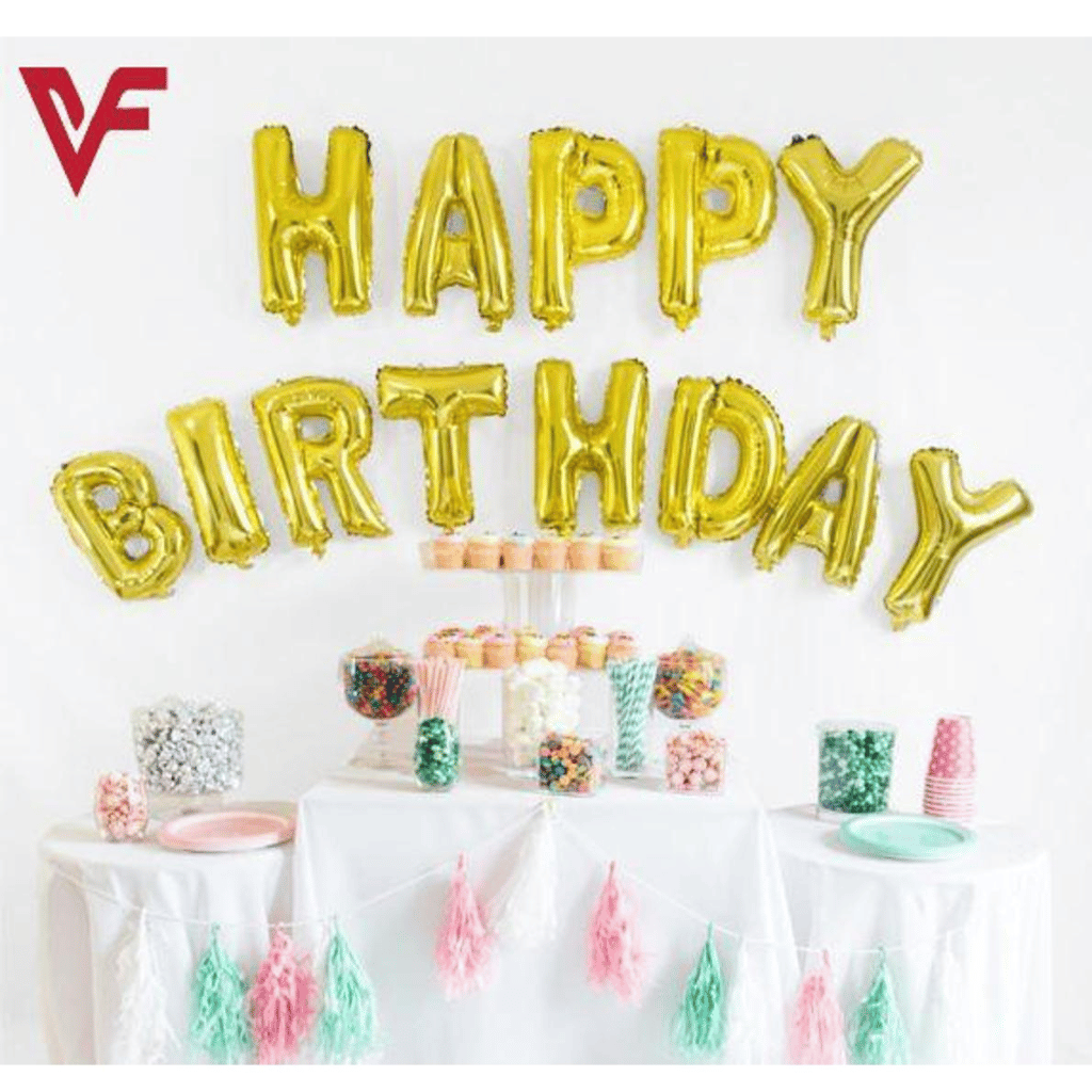 Golden 16 inch Happy Birthday Alphabet Letters Solid Foil Shinning Party Decoration Balloons (13pcs)