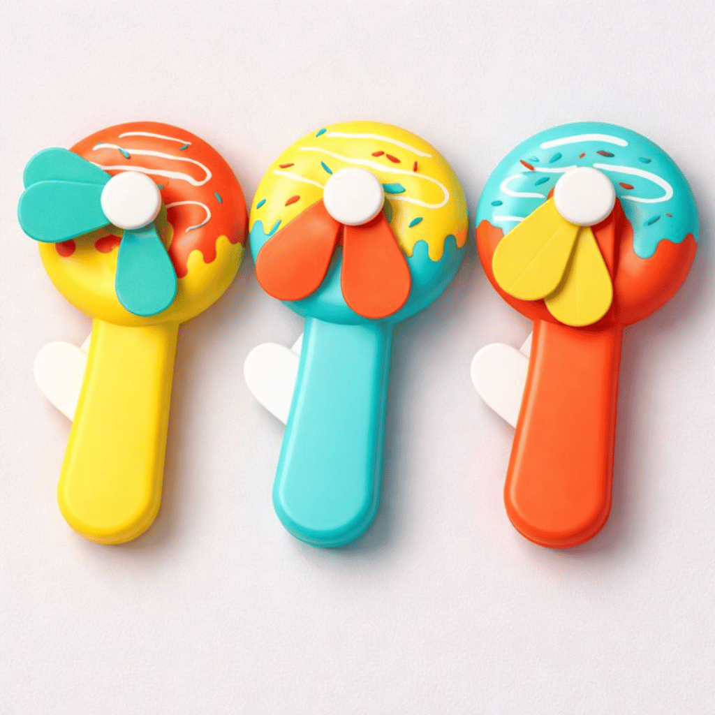 Handheld Donald Shape Toy for Kids Safe Soft Blades, Portable Mini Fan (Random Color)