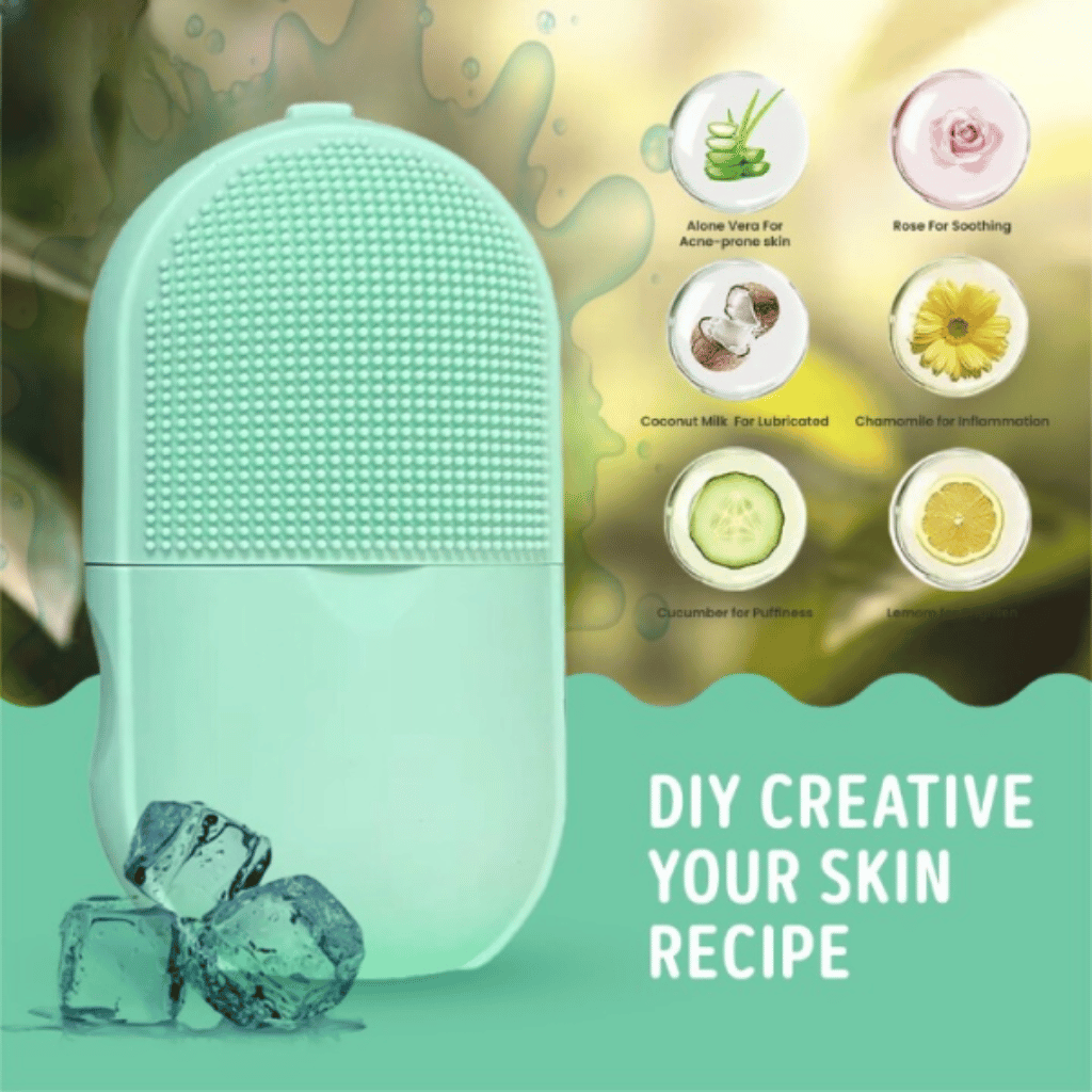 Ice Roller Facial Massage | Silicone Cleansing Ice Lattice | Ice Cube Roller With Scrub (Random Color)