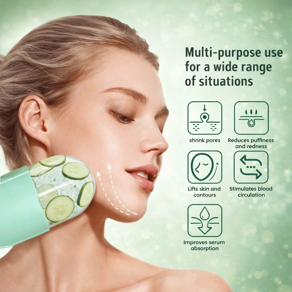 Ice Roller Facial Massage | Silicone Cleansing Ice Lattice | Ice Cube Roller With Scrub (Random Color)