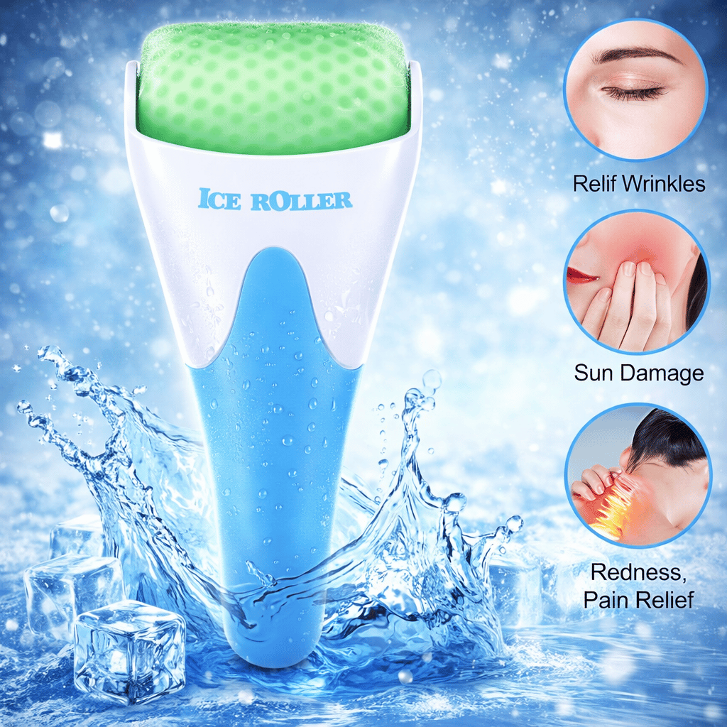 Ice Roller Skin Cool Derma for Face Body Massager Puffiness Migraine Pain Relief