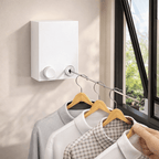 Indoor Outdoor Retractable Clothesline Wall Mounted Laundry Drying Rack